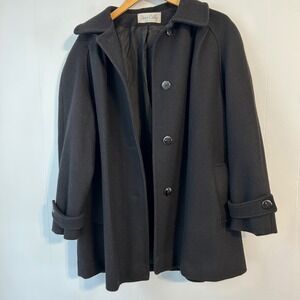 Dani Colby Black Wool‎ Blend Collared Button Front Coat Women Size 18W